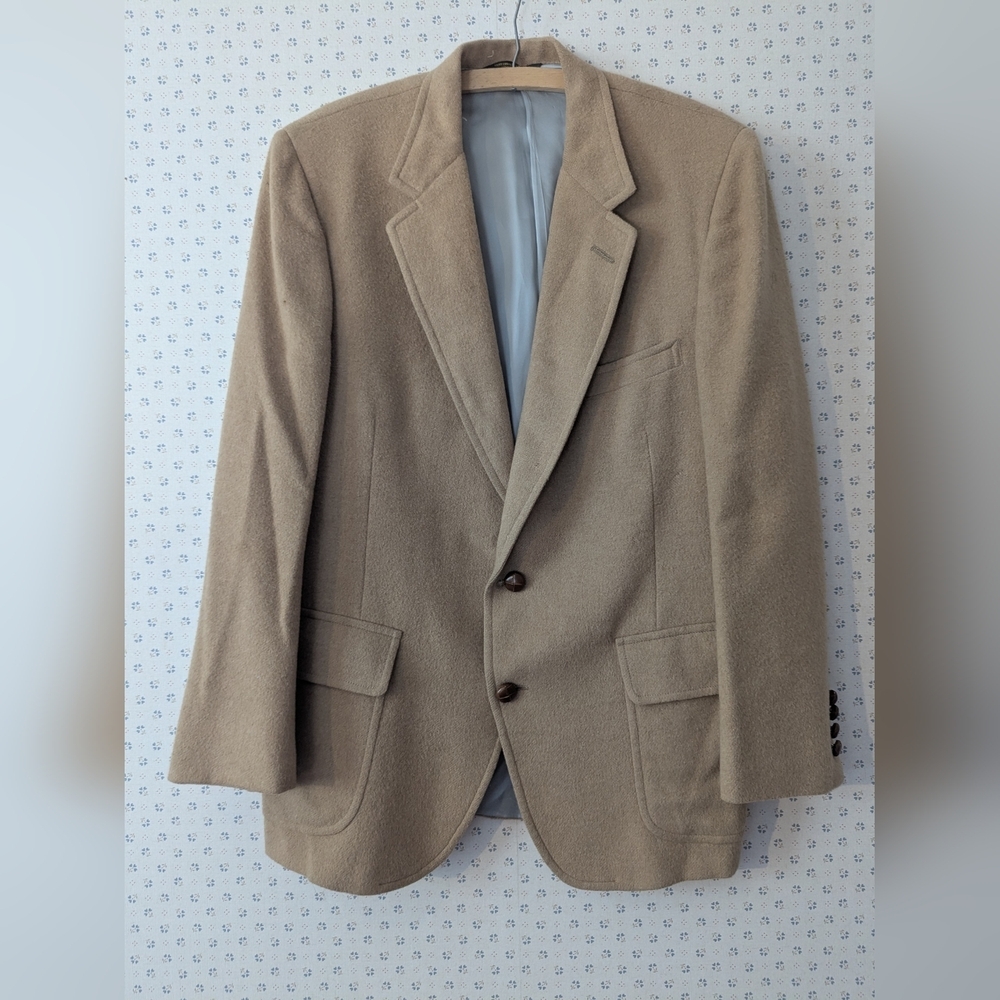 Vintage Lands End 100% Camel Hair Blazer Classic Tan Men's